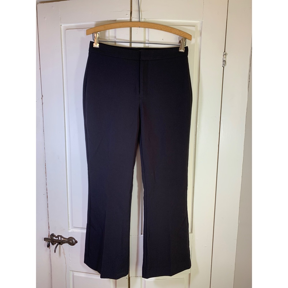 Nine West Womens Kick Flare Dress Pants Dull Black Size 4 Cropped Trousers READ